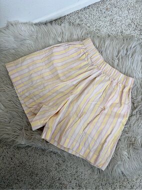 Nue Notes Juliano Cotton Shorts in Candy Stripe Yellow and Pink